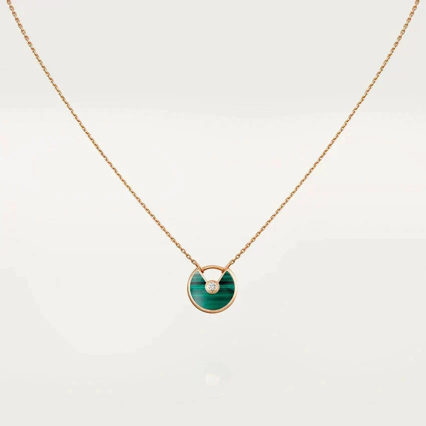 [⭐Shinejoy]AMULETTE ROSE GOLD MALACHITE NECKLACE