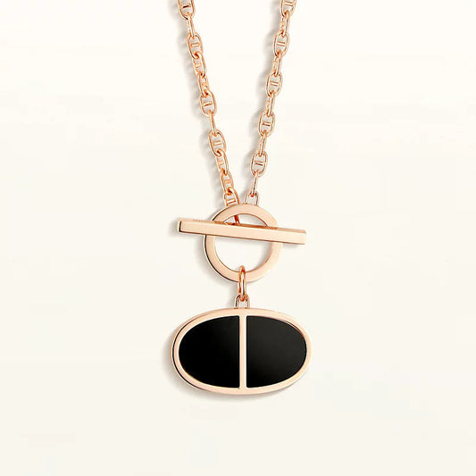 [⭐Shinejoy]CHAINE VERSO BLACK CERAMIC NECKLACE