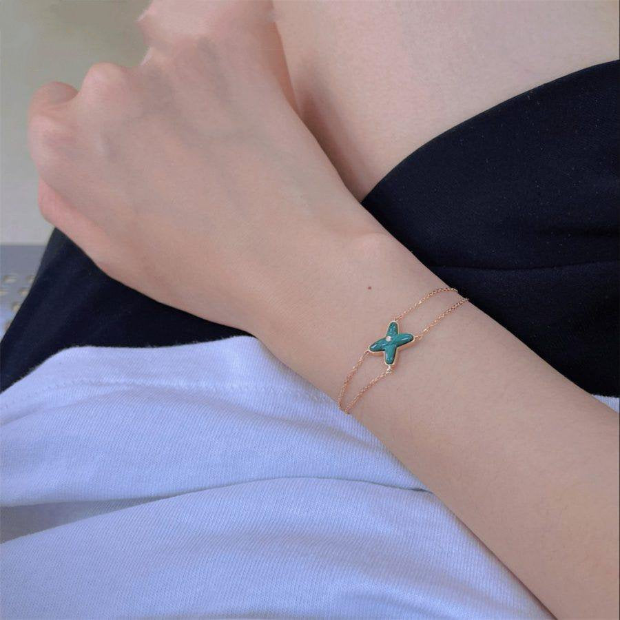 [⭐Shinejoy]JEUX BRACELET MALACHITE PINK GOLD 1 DIAMOND