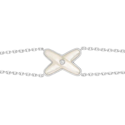 [⭐Shinejoy]JEUX BRACELET WHITE MOP SILVER 1 DIAMOND