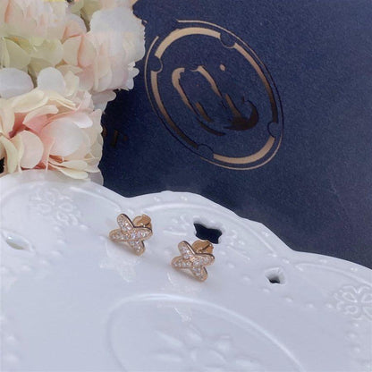 [⭐Shinejoy]JEUX DE PINK GOLD DIAMOND EARRINGS