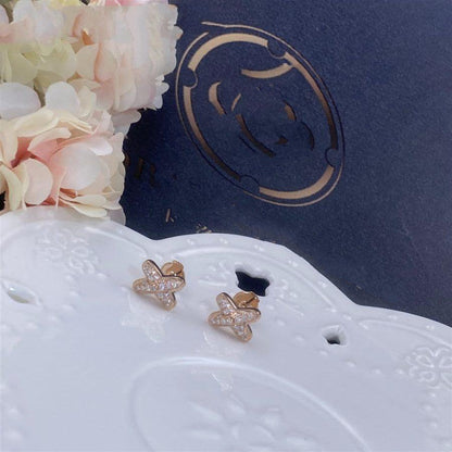[⭐Shinejoy]JEUX DE PINK GOLD DIAMOND EARRINGS