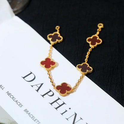 [⭐Shinejoy] CLOVER 5 MOTIF RED CORNELIAN BRACELET COLLECTION
