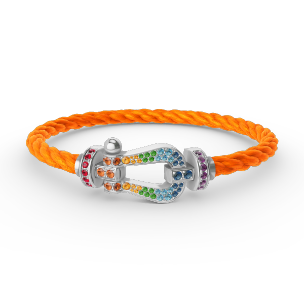[⭐Shinejoy]FORC LARGE HORSESHOE  COLORED DIAMOND BRACELET SILVER