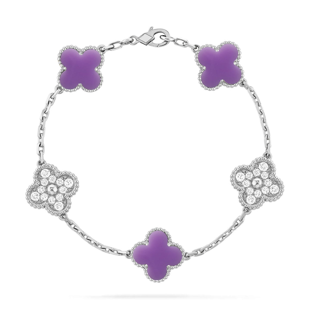 [⭐Shinejoy]CLOVER 5 MOTIF LIGHT PURPLE BRACELET COLLECTION