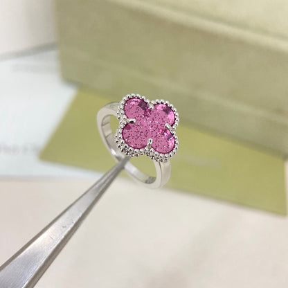 [⭐Shinejoy]NEW ROSE QUARTZ FOUR-LEAF CLOVER RING