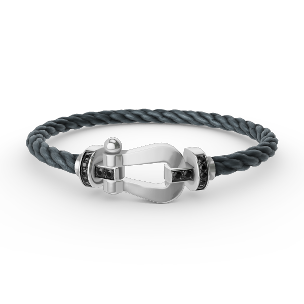 [⭐Shinejoy]FORCE LARGE HORSESHOE BLACK DIAMOND BRACELET SILVER