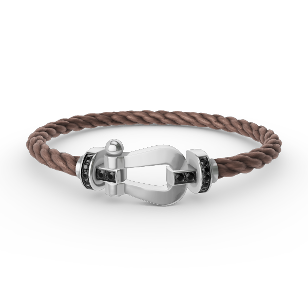 [⭐Shinejoy]FORCE LARGE HORSESHOE BLACK DIAMOND BRACELET SILVER