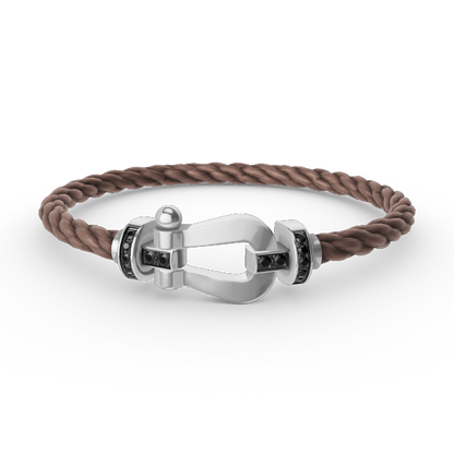 [⭐Shinejoy]FORCE LARGE HORSESHOE BLACK DIAMOND BRACELET SILVER