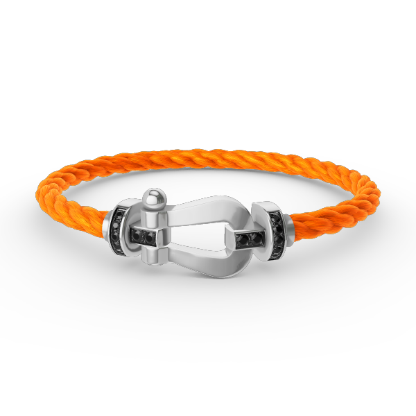 [⭐Shinejoy]FORCE LARGE HORSESHOE BLACK DIAMOND BRACELET SILVER