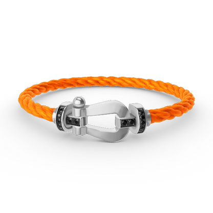 [⭐Shinejoy]FORCE LARGE HORSESHOE BLACK DIAMOND BRACELET SILVER
