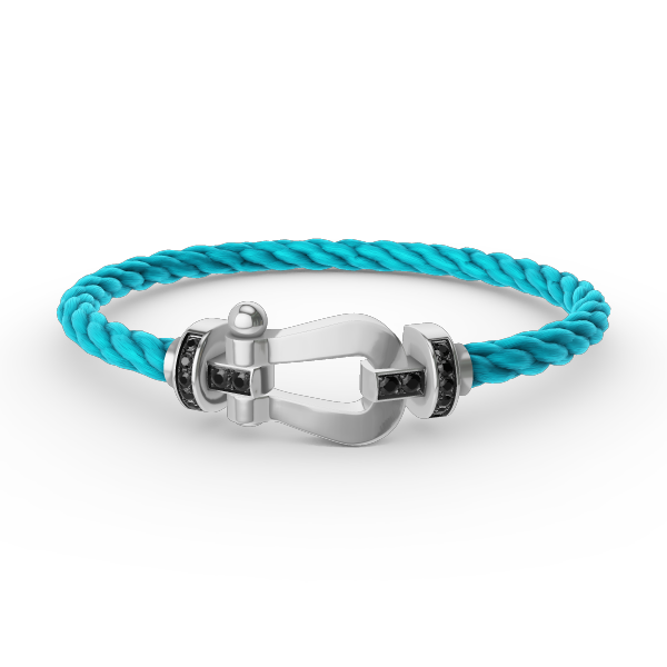 [⭐Shinejoy]FORCE LARGE HORSESHOE BLACK DIAMOND BRACELET SILVER