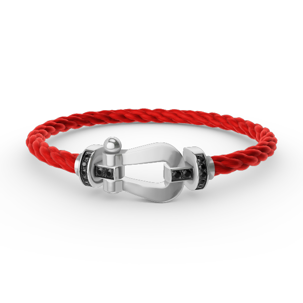 [⭐Shinejoy]FORCE LARGE HORSESHOE BLACK DIAMOND BRACELET SILVER
