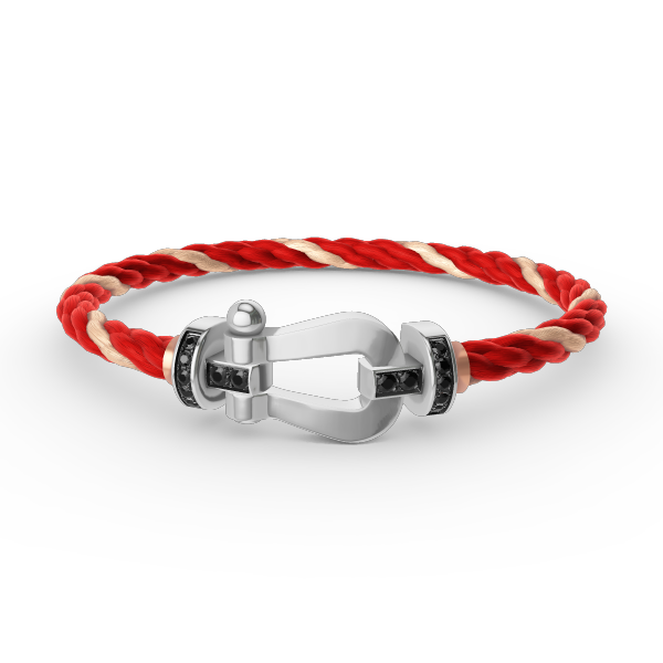 [⭐Shinejoy]FORCE LARGE HORSESHOE BLACK DIAMOND BRACELET SILVER