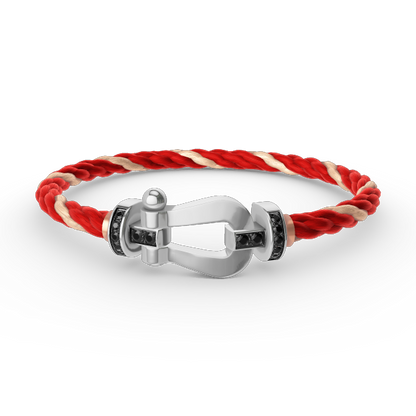 [⭐Shinejoy]FORCE LARGE HORSESHOE BLACK DIAMOND BRACELET SILVER