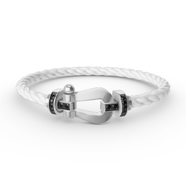 [⭐Shinejoy]FORCE LARGE HORSESHOE BLACK DIAMOND BRACELET SILVER