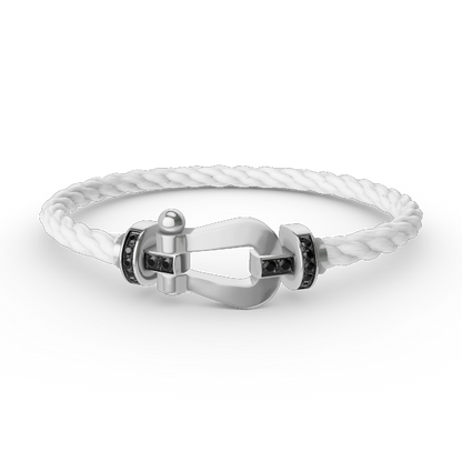 [⭐Shinejoy]FORCE LARGE HORSESHOE BLACK DIAMOND BRACELET SILVER
