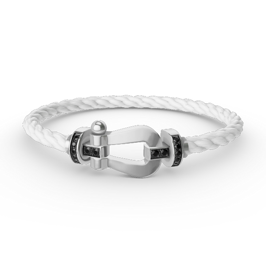 [⭐Shinejoy]FORCE LARGE HORSESHOE BLACK DIAMOND BRACELET SILVER