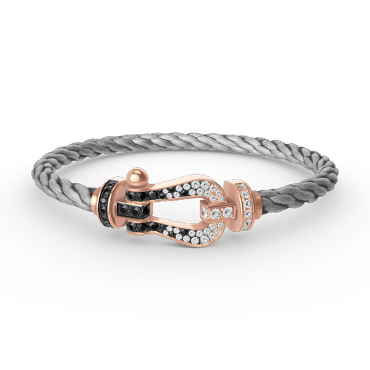 [⭐Shinejoy]FORCE LARGE HORSESHOE BLACK WHITE DIAMOND BRACELET ROSE GOLD