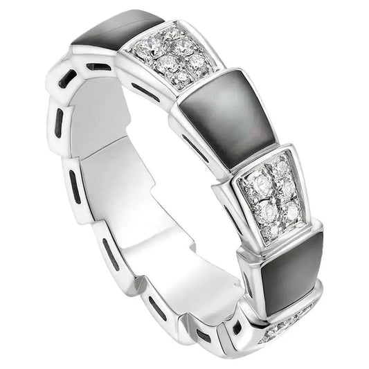 [⭐Shinejoy]SERPENTI RING SILVER DIAMOND BLACK MOP 4MM