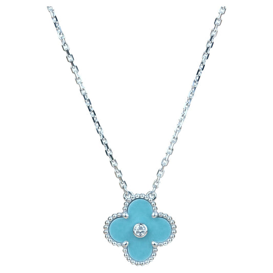 [⭐Shinejoy]CLOVER 15MM DIAMOND SVRES PORCELAIN  NECKLACE SILVER