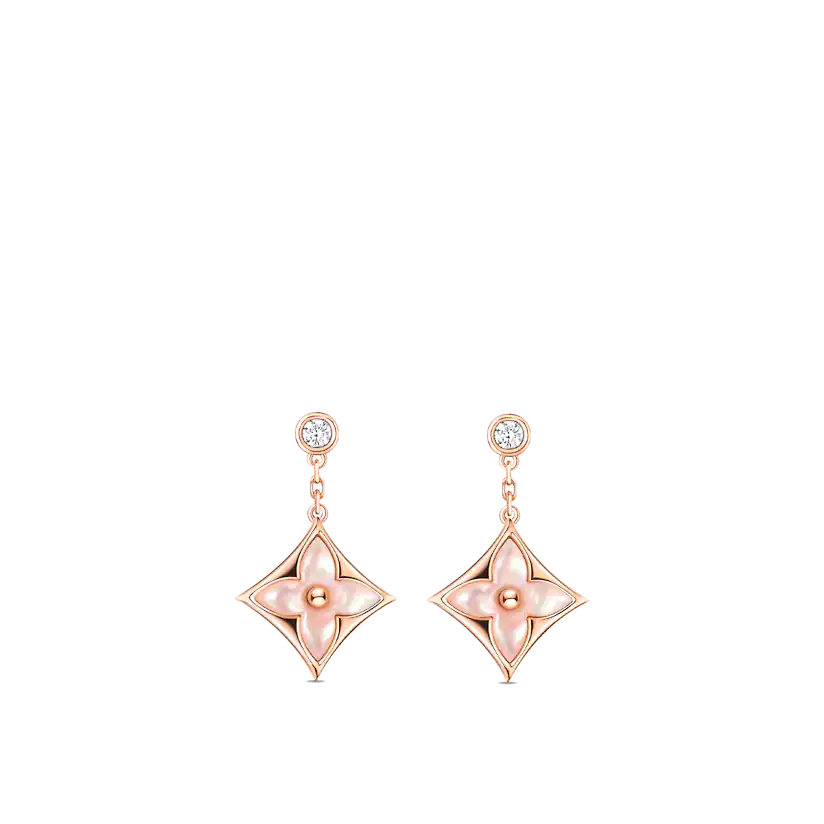 [⭐Shinejoy]DOUBLE STAR PINK GOLD MOP DROP EARRINGS