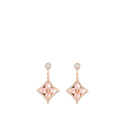 [⭐Shinejoy]DOUBLE STAR PINK GOLD MOP DROP EARRINGS