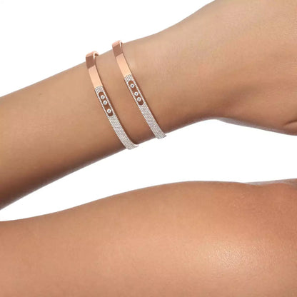 [⭐Shinejoy]Move Noa Rose Gold Pavé Diamond Bangle Bracelet