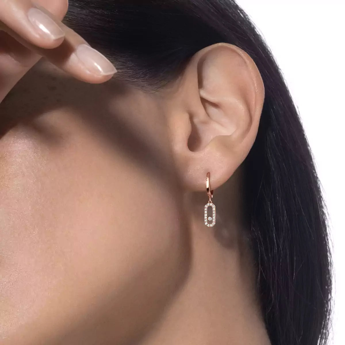 [⭐Shinejoy]Move Uno Single Diamond Hoop Earring