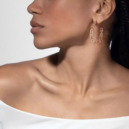[[⭐Shinejoy]Move Link Diamond Hoop Earrings