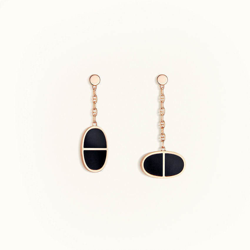 [⭐Shinejoy]CHAINE VERSO BLACK CERAMIC EARRINGS