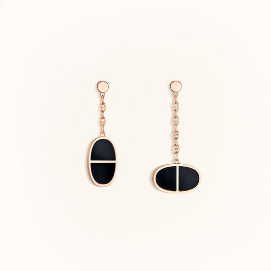 [⭐Shinejoy]CHAINE VERSO BLACK CERAMIC EARRINGS