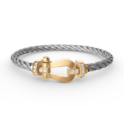 [⭐Shinejoy]FORCE LARGE HORSESHOE HALF DIAMOND BRACELET GOLD