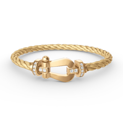 [⭐Shinejoy]FORCE LARGE HORSESHOE HALF DIAMOND BRACELET GOLD