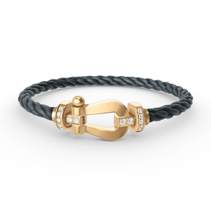 [⭐Shinejoy]FORCE LARGE HORSESHOE HALF DIAMOND BRACELET GOLD