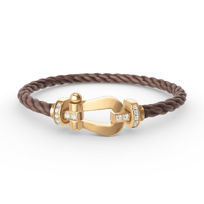 [⭐Shinejoy]FORCE LARGE HORSESHOE HALF DIAMOND BRACELET GOLD