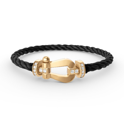 [⭐Shinejoy]FORCE LARGE HORSESHOE HALF DIAMOND BRACELET GOLD