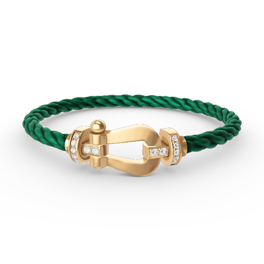 [⭐Shinejoy]FORCE LARGE HORSESHOE HALF DIAMOND BRACELET GOLD