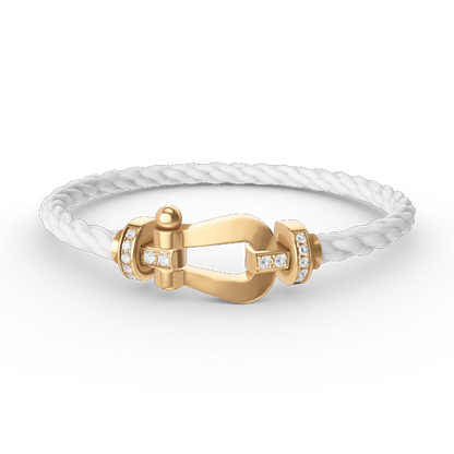[⭐Shinejoy]FORCE LARGE HORSESHOE HALF DIAMOND BRACELET GOLD