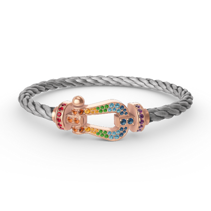 [⭐Shinejoy]FORCE LARGE HORSESHOE  COLORED DIAMOND BRACELET ROSE GOLD