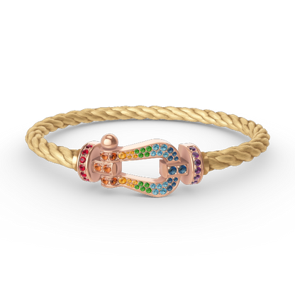 [⭐Shinejoy]FORCE LARGE HORSESHOE  COLORED DIAMOND BRACELET ROSE GOLD