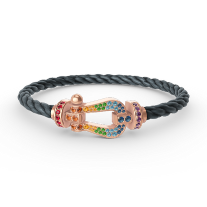 [⭐Shinejoy]FORCE LARGE HORSESHOE  COLORED DIAMOND BRACELET ROSE GOLD