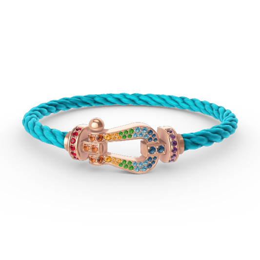 [⭐Shinejoy]FORCE LARGE HORSESHOE  COLORED DIAMOND BRACELET ROSE GOLD