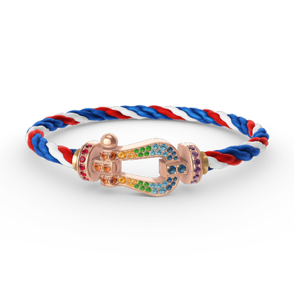 [⭐Shinejoy]FORCE LARGE HORSESHOE  COLORED DIAMOND BRACELET ROSE GOLD