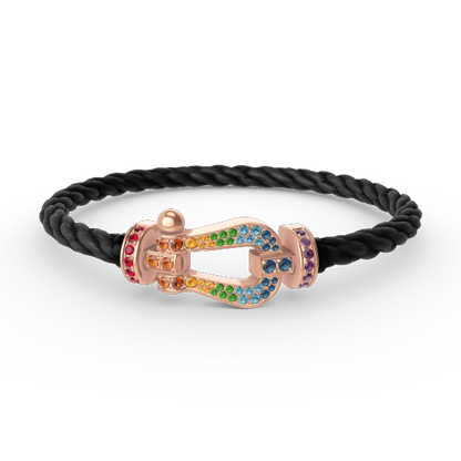 [⭐Shinejoy]FORCE LARGE HORSESHOE  COLORED DIAMOND BRACELET ROSE GOLD