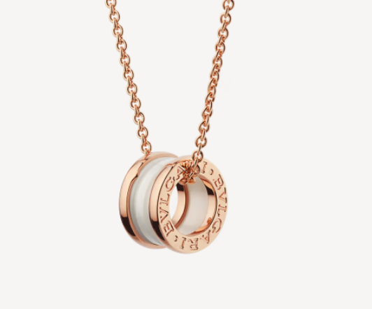 [⭐Shinejoy]ZERO 1 WHITE CERAMIC PINK GOLD NECKLACE