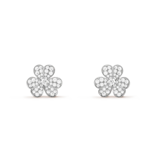 [⭐Shinejoy]FRIVOLE SILVER FLOWER DIAMOND EARRINGS