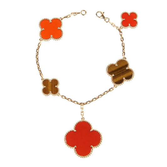 [⭐Shinejoy]CLOVER BRACELET 5 MOTIFS CARNELIAN TIGER EYE