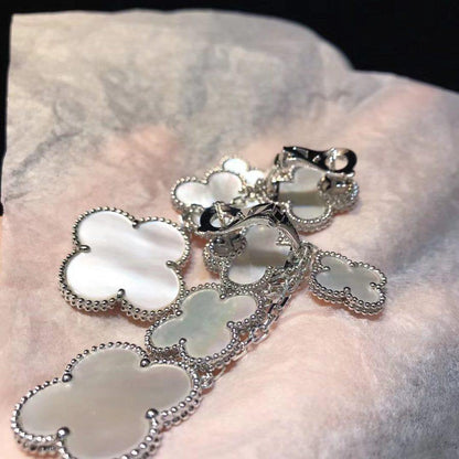 [⭐Shinejoy]CLOVER EARRINGS WHITE MOP 4 MOTIFS SILVER