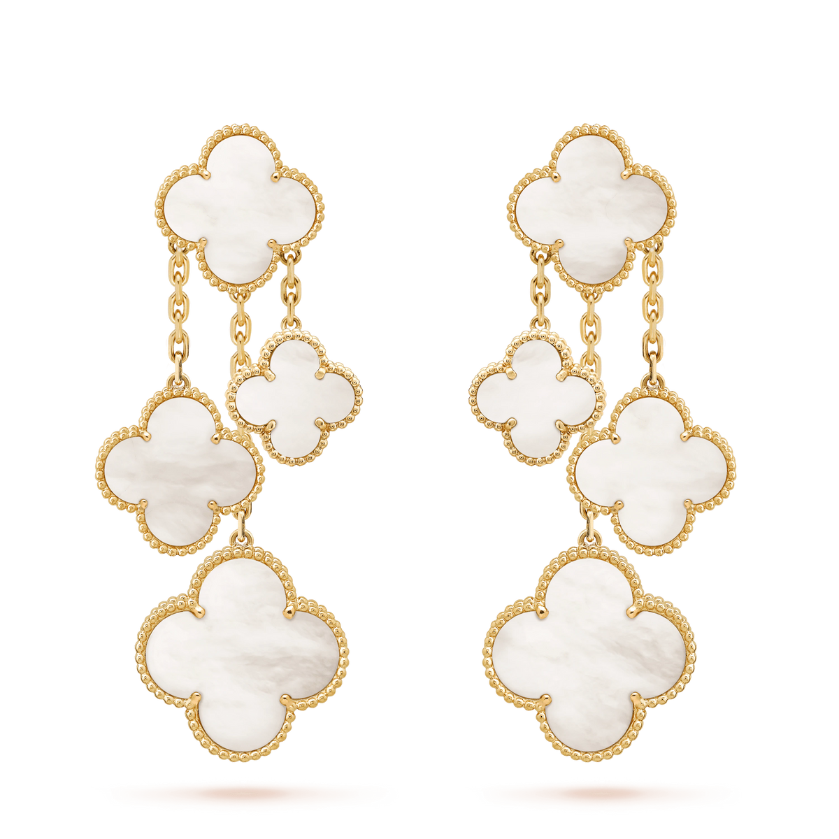 [⭐Shinejoy]CLOVER EARRINGS WHITE MOP 4 MOTIFS GOLD